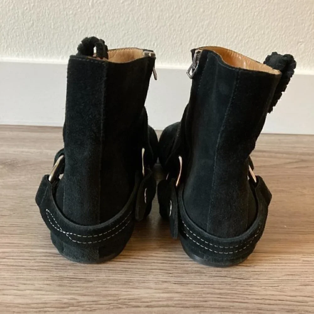 Isabel Marant Etoile Ralph Gaucho Black Suede Ankle Boots Size EU 37